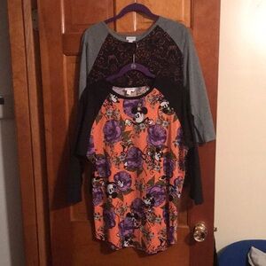 Lot of 2 LuLaRoe Jersey Style Tees; 1 is Disney